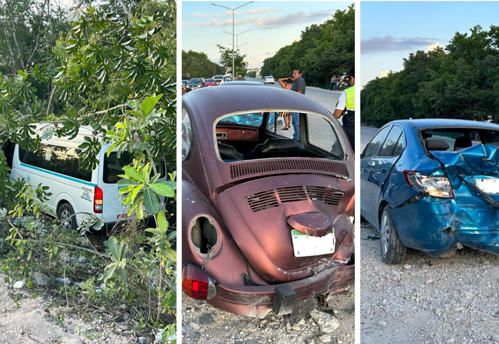 Combi De Pasajeros Causa Carambola En La Salida De Playa Del Carmen A