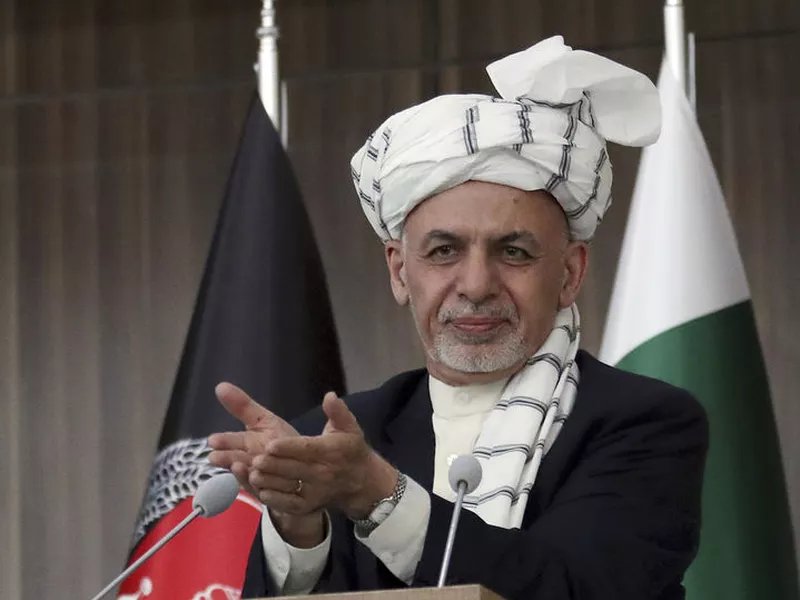 Afghanistan’s President Ashraf Ghani speaks during the integration ceremony
of TAPI pipeline in Herat city, west of Kabul, Afghanistan.
