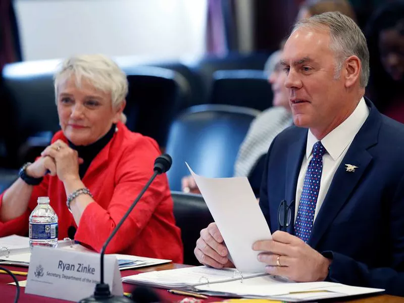 Interior Secretary Ryan Zinke testifies on the FY2019 budget during a hearing of the House Appropriations Committee Subcommittee on Interior, Environment, and Related Agencies, on Capitol Hill, in Washington.