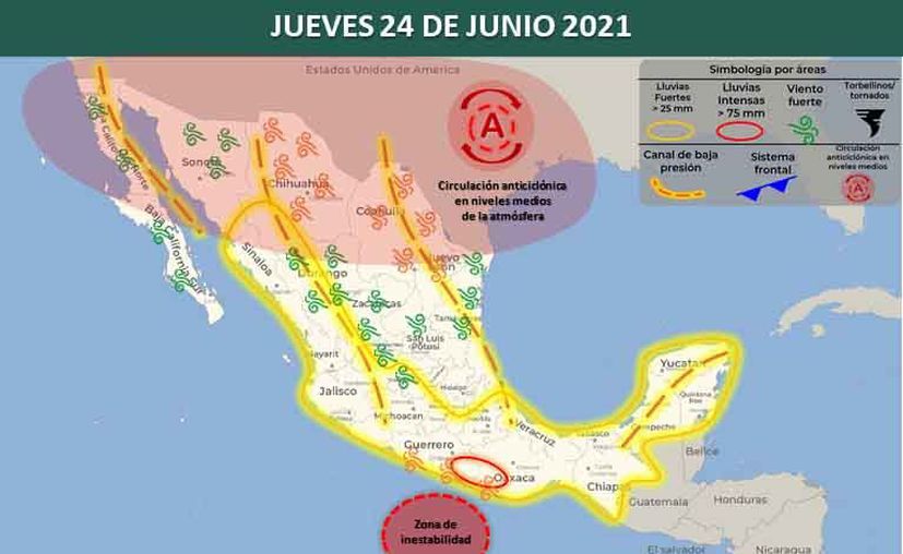 Clima Cancún Quintana Roo 24 de junio de 2021 (Conagua)