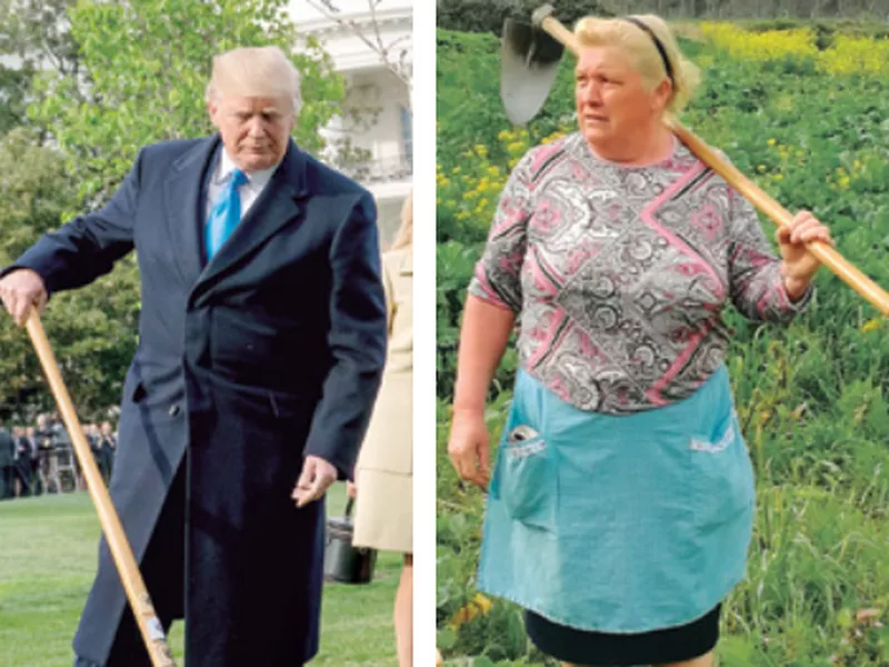 Dolores Leis stands in a field on her farm in Galicia, in northern Spain, Leis has found unexpected fame on social media after many found she bore a striking resemblance to U.S. President Donald Trump. (AP)