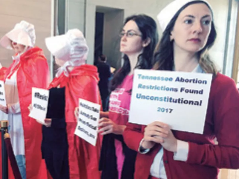 Protesters organized by Planned Parenthood demonstrate at the state Capitol in Nashville, Tenn., to express their opposition to abortion legislation.