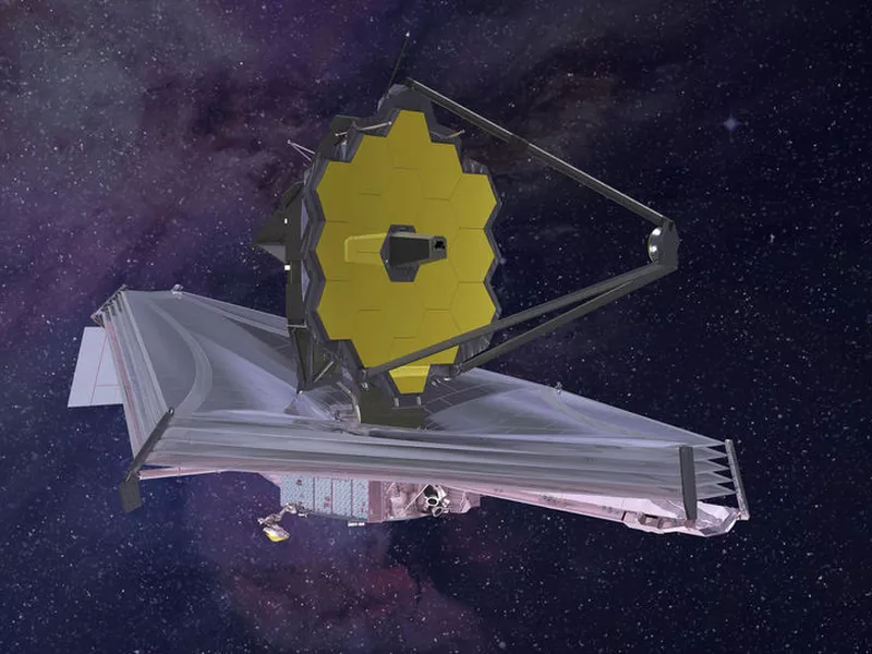 This artist’s rendering provided by Northrop Grumman via NASA shows the James Webb Space Telescope.
