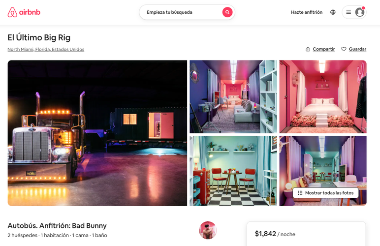 Bad Bunny pone en alquiler su camión de "El último tour del mundo" en Airbnb  | Flipboard