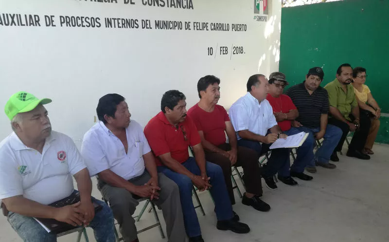 Los cuatro ex integrantes del tricolor hicieron proselitismo a favor de José Esquivel Vargas, candidato por la coalición ‘Frente Por Quintana Roo’. (José Chi/SIPSE)
