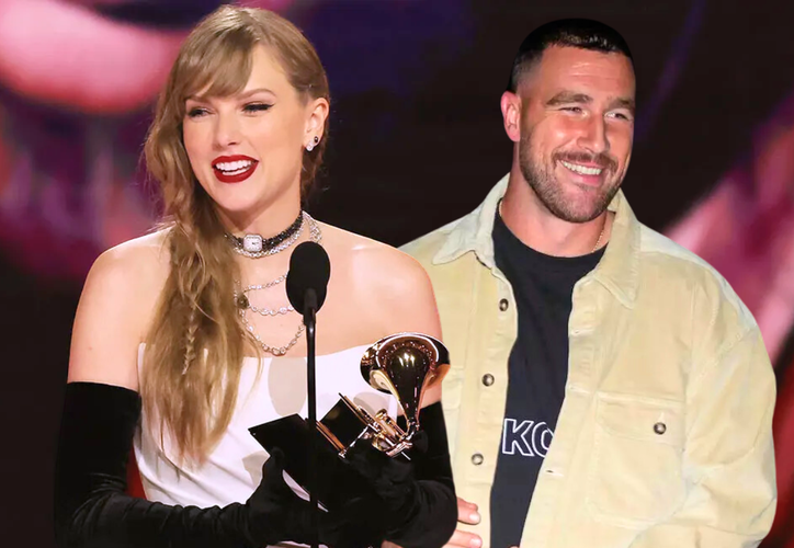 Fan 1 Travis Kelce celebra triunfo de Taylor Swift en los Grammy 2024