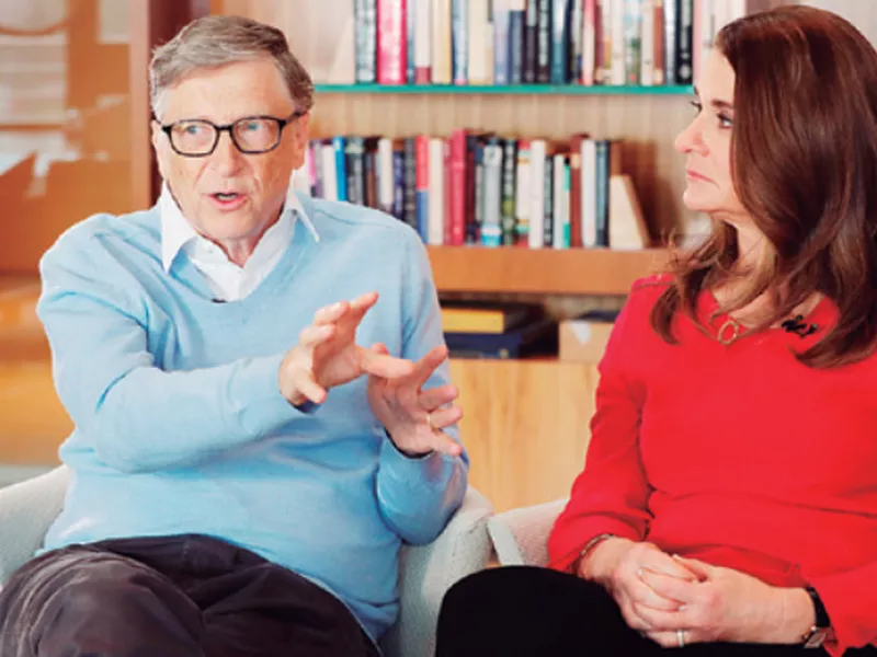 Microsoft cofounder Bill Gates and his wife Melinda take part in an AP interview in Kirkland, Wash. (AP)