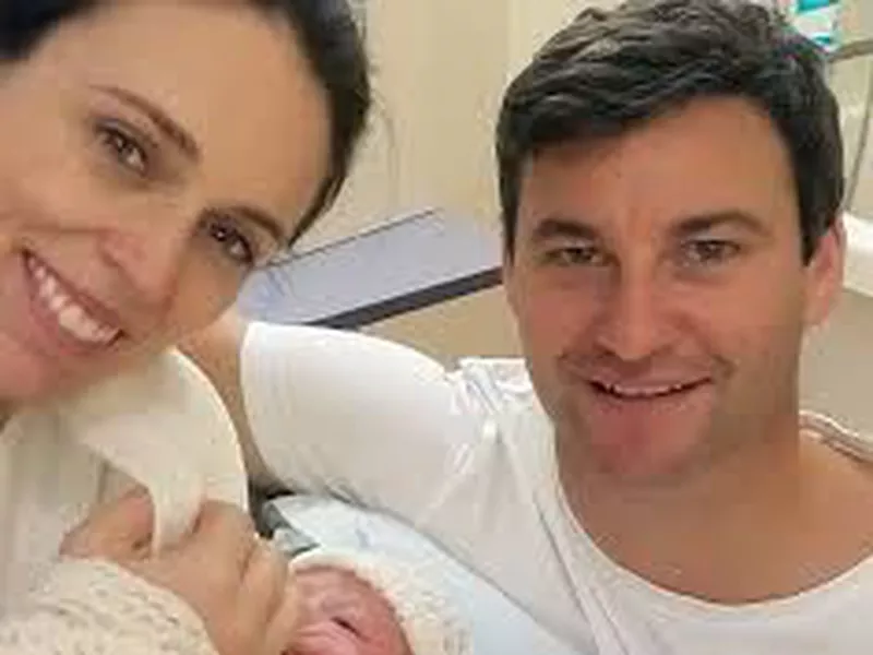 Prime Minster Jacinda Ardern and her partner Clarke Gayford
pose with their newborn daughter at the Auckland City Hospital,
in Auckland, New Zealand.