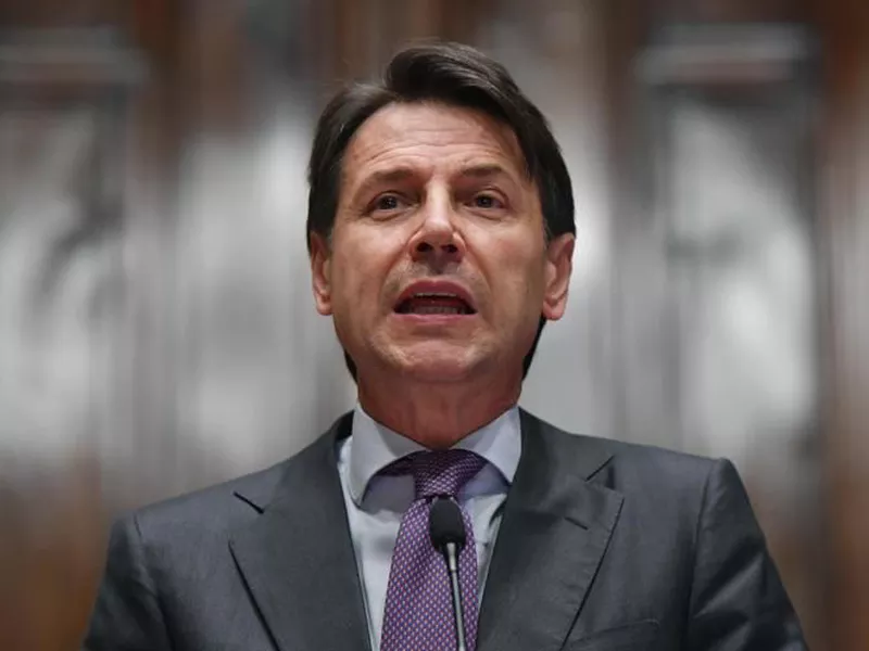 Premier-designate Giuseppe Conte addresses the media after a round
of consultations to form the Cabinet ministers, in Rome.