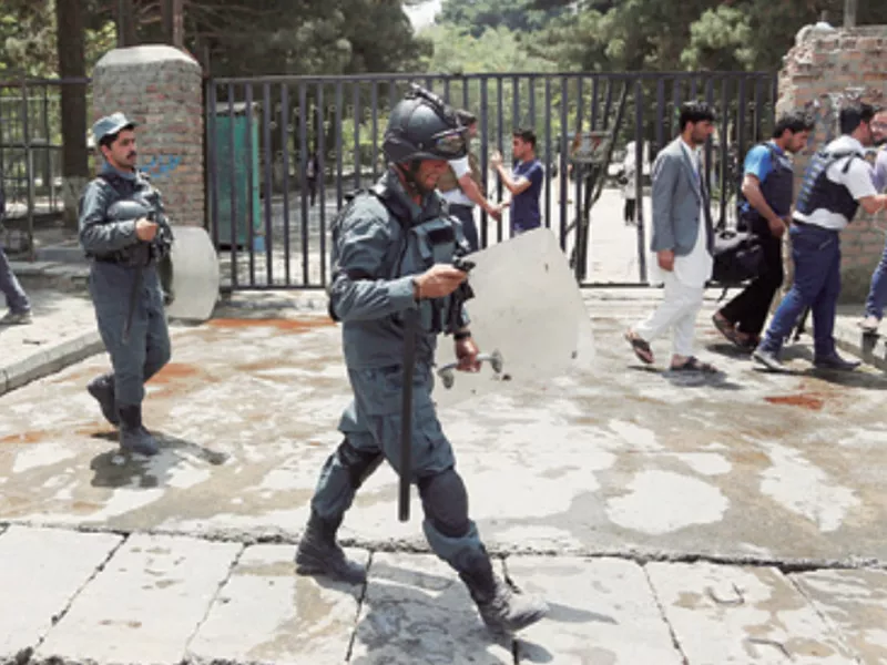 Security personnel arrived at the site of a would-be suicide attack near a park in Kabul, Afghanistan.