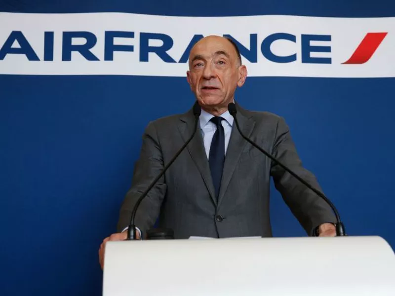 Janaillac speaking during a press conference as he announces his resignation. (AFP)