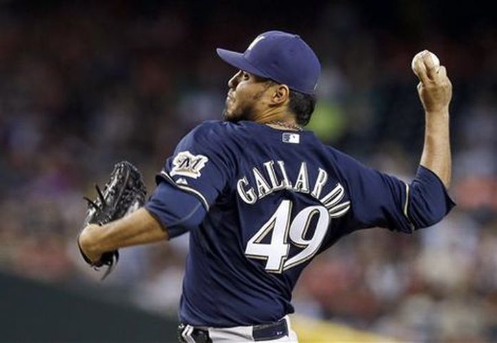 Pitcher mexicano abrió el partido. Yovani GallardoCerveceros de